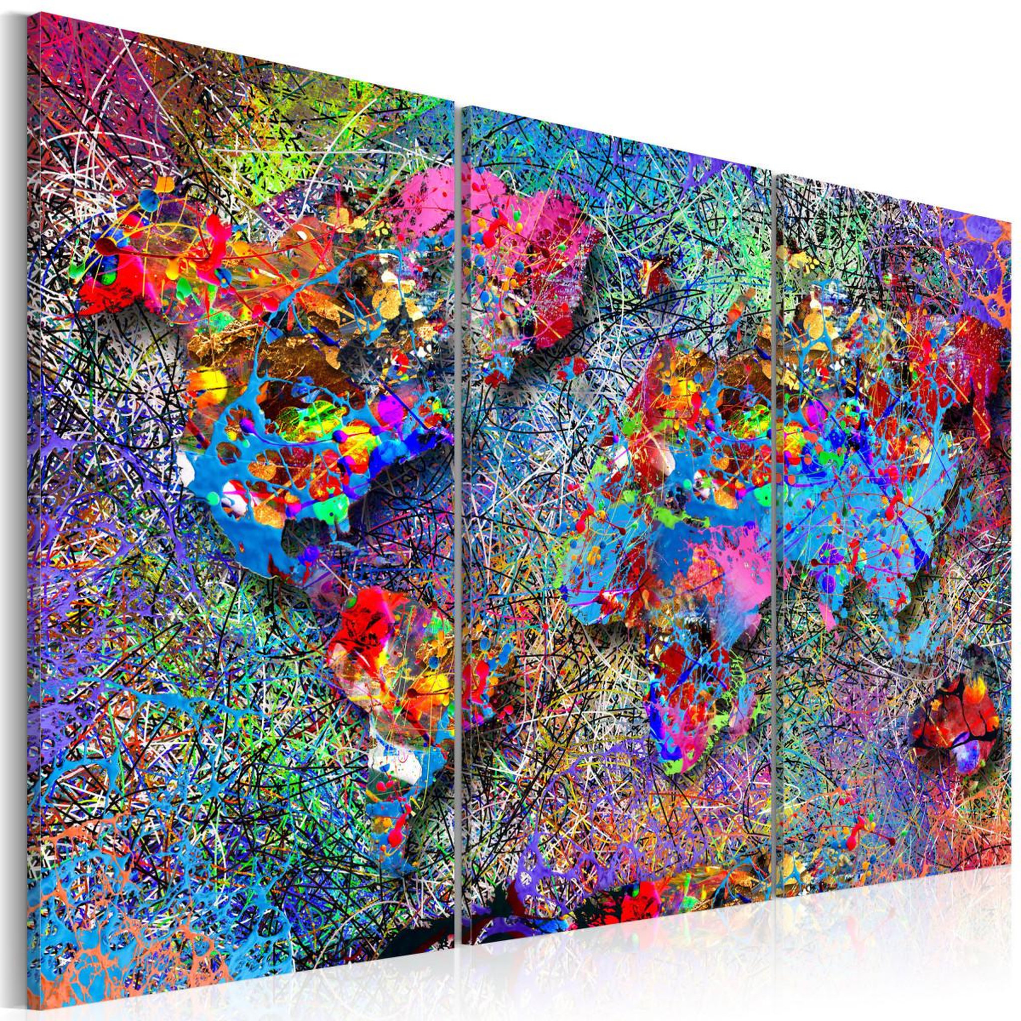 Voir la diapositive 1 : Paris Prix Tableau imprimé  world map : colourful whirl