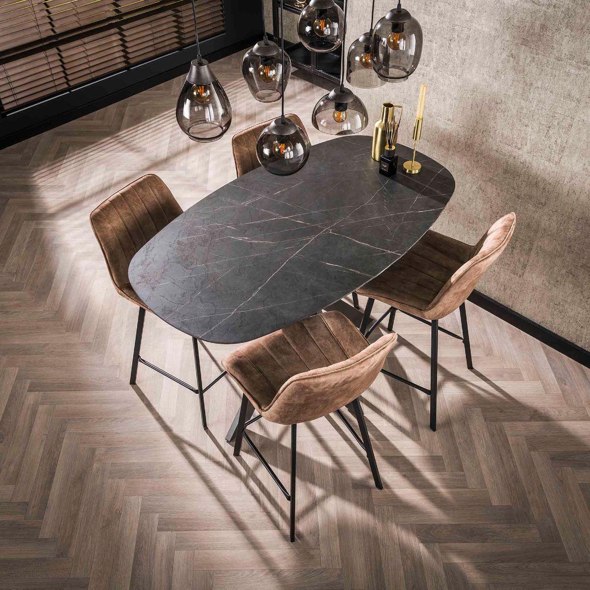 Voir la diapositive 3 : JLC KREATION Table de bar ovale en bois aspect céramique RABANNE
