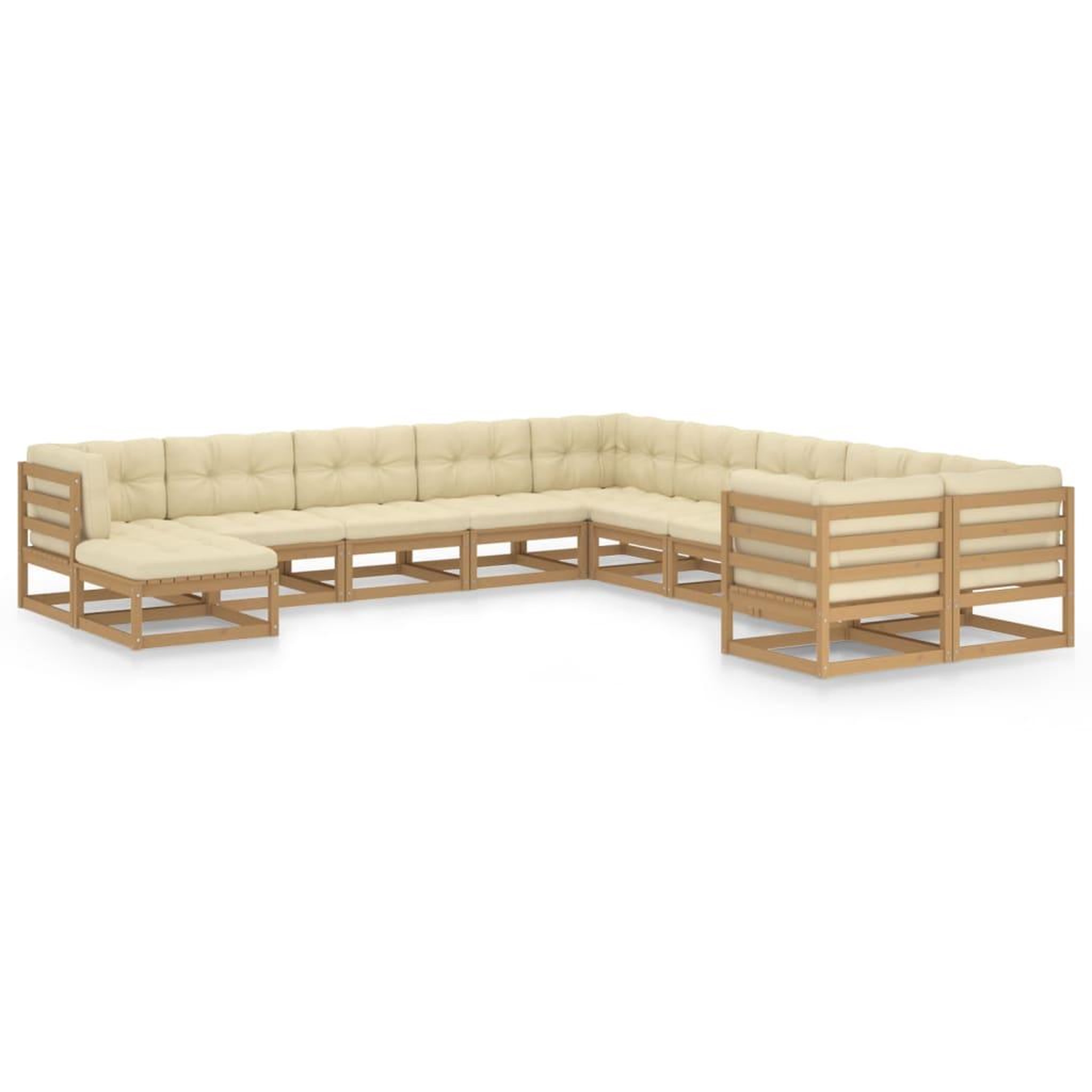 Voir la diapositive 1 : VIDAXL Salon de jardin 11 pcs avec coussins Marron miel Bois de pin