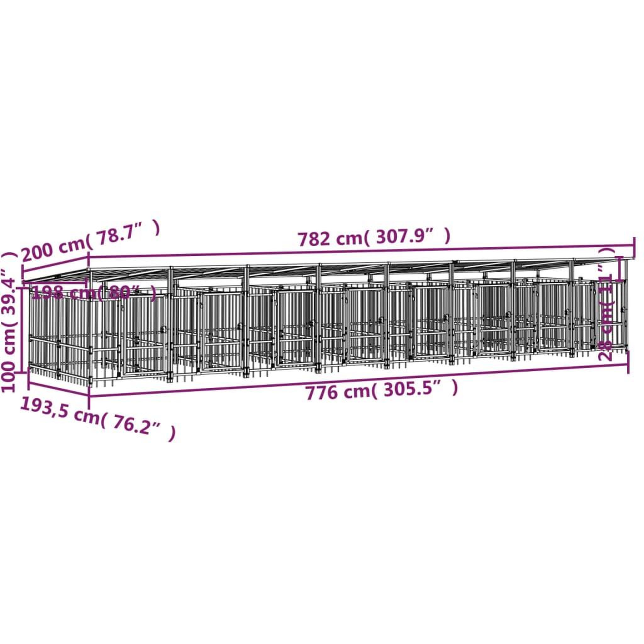 Voir la diapositive 6 : VIDAXL Chenil d'exterieur avec toit pour chiens Acier 15,02 m²