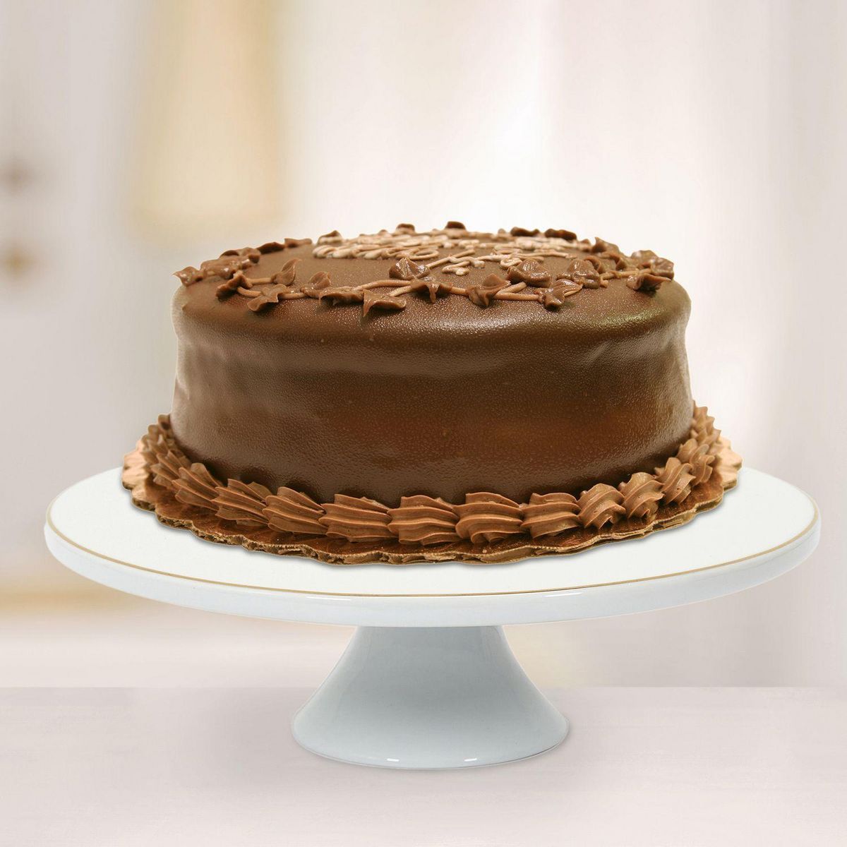 The Home Deco Factory Support à gâteau en porcelaine - Blanc et doré