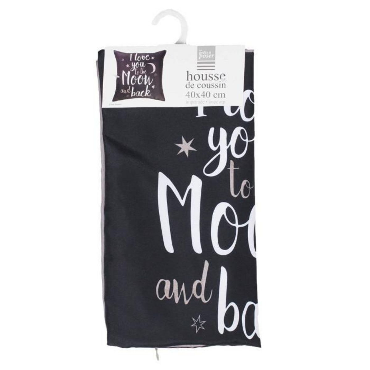 Paris Prix Housse de Coussin  Love Back  40x40cm Noir