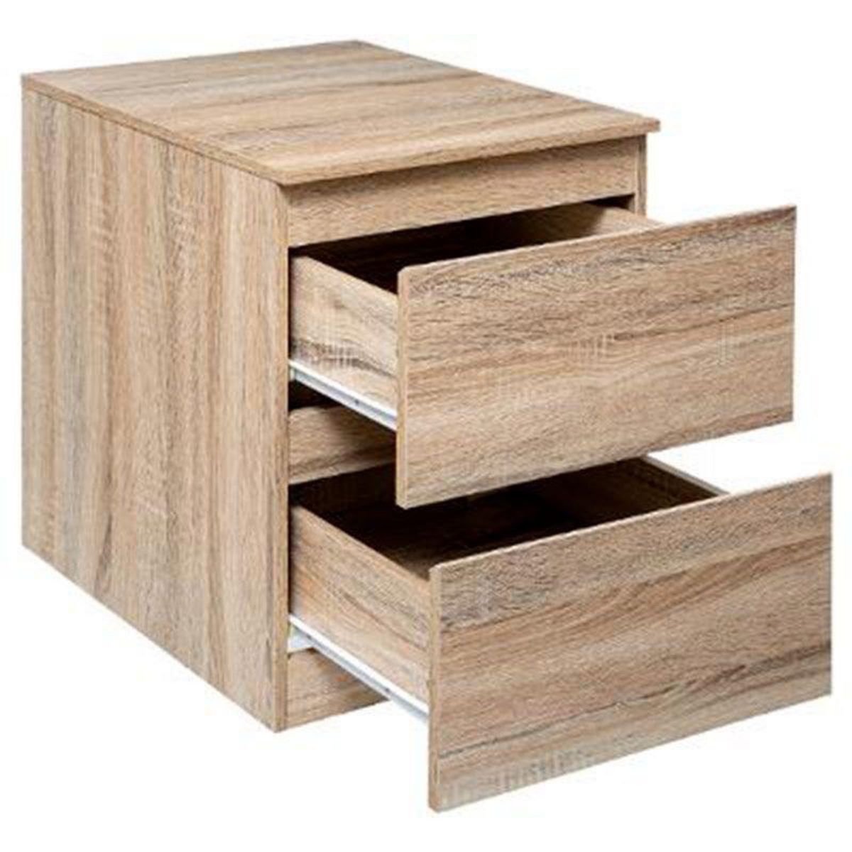  Table de Chevet 2 Tiroirs Design  Pluz  50cm Naturel