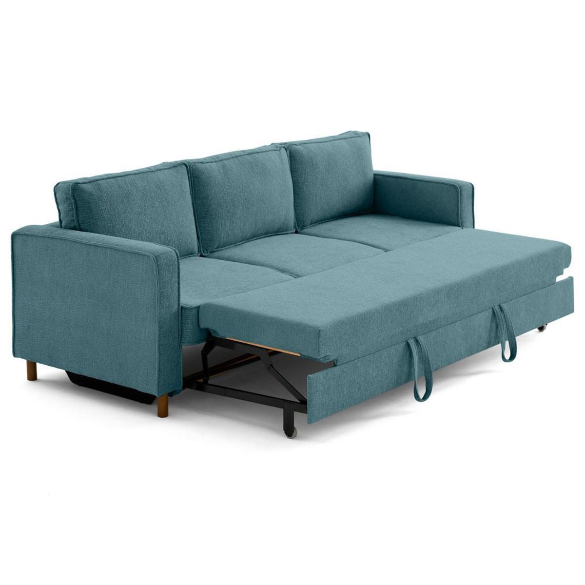 LISA DESIGN Jake - canapé droit 3 places convertible en tissu velours relief