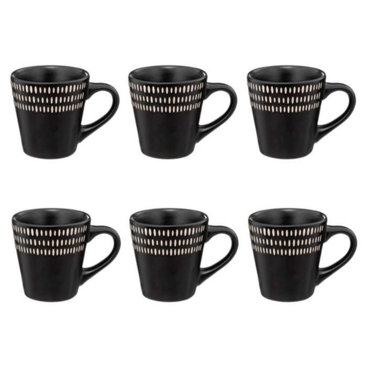 SECRET DE GOURMET Lot de 6 Tasses à Café  Ethnikaa  8cl Noir