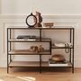 Voir la diapositive 2 : SWEEEK Etagère en métal noir et décor bois - Loft - bibliothèque 5 niveaux. L 114 x l 33 x H 78cm
