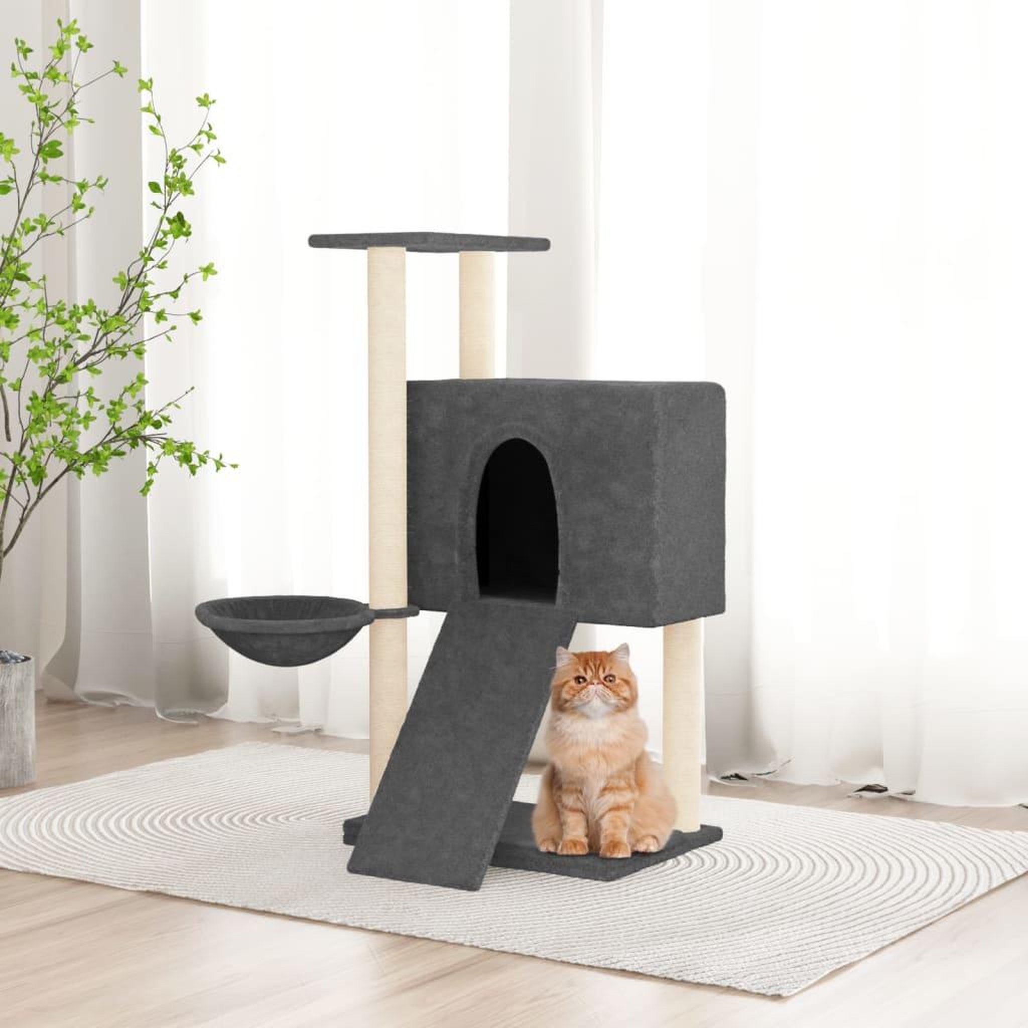 VIDAXL Arbre a chat avec griffoirs en sisal Gris fonce 96 cm