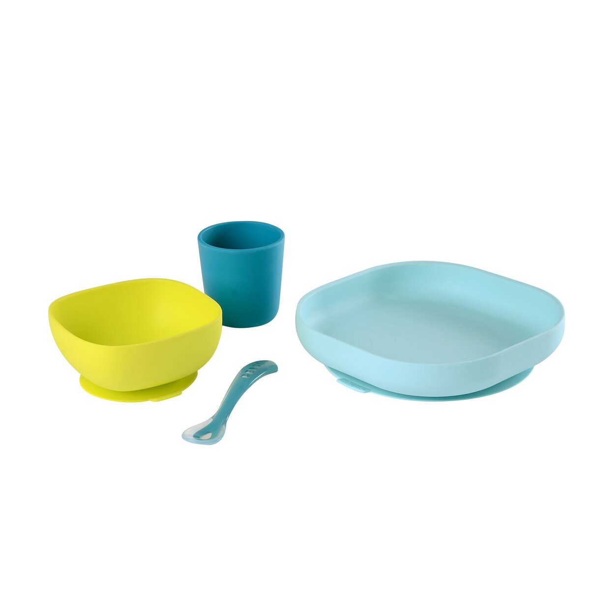 BEABA Set vaisselle silicone 4 pièces - bleu