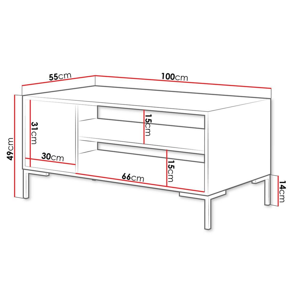 BEST MOBILIER Cambridge - table basse - effet bois et noir - 2 niches - 100 cm