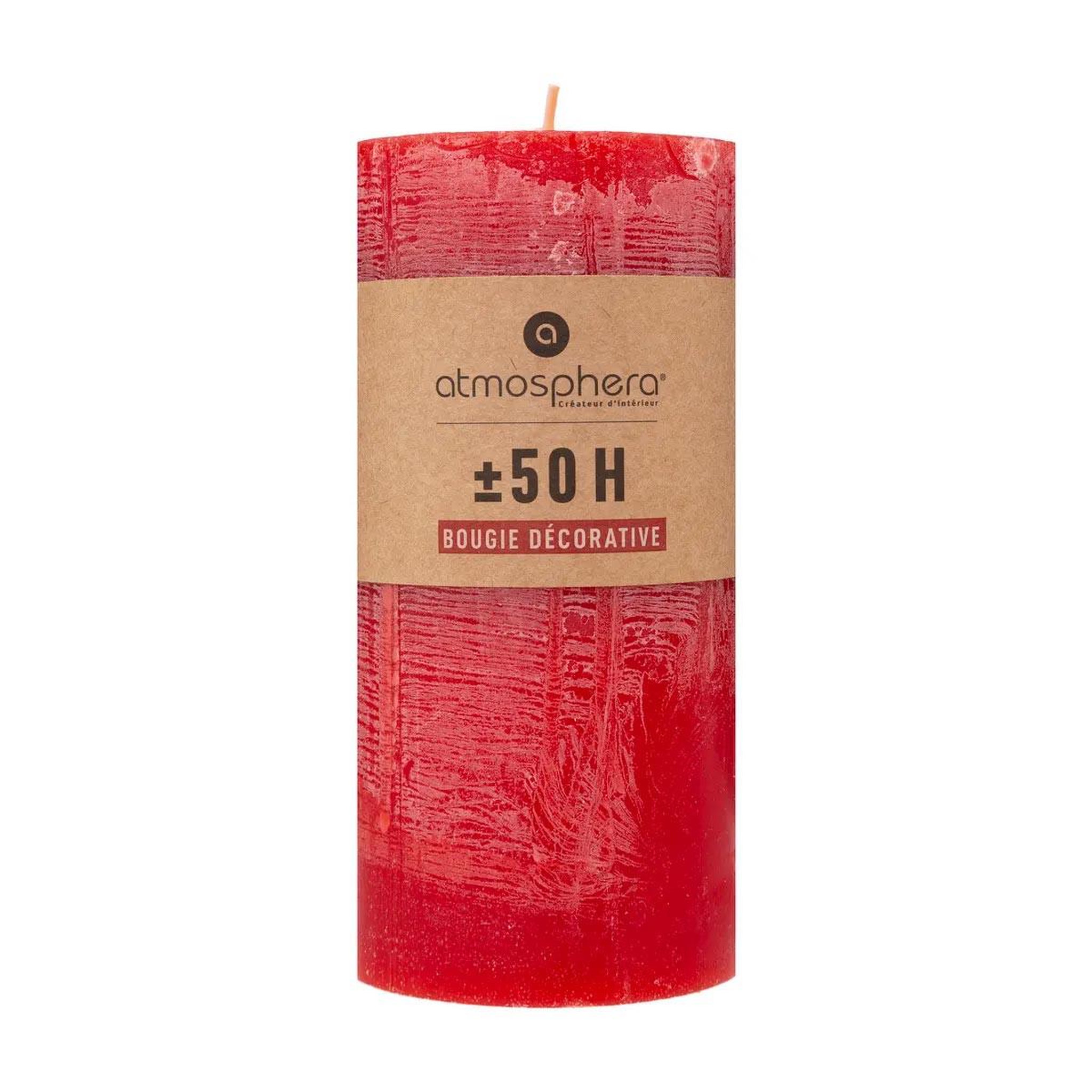 Voir la diapositive 3 : COMPTOIR DE LA BOUGIE Bougie cylindrique  rustic  14cm rouge