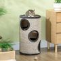 Voir la diapositive 4 : PAWHUT Arbre à chat cylindrique - tour à griffer pour chat - tonneau griffoir - 3 niveaux + plateforme - sisal peluche anthracite