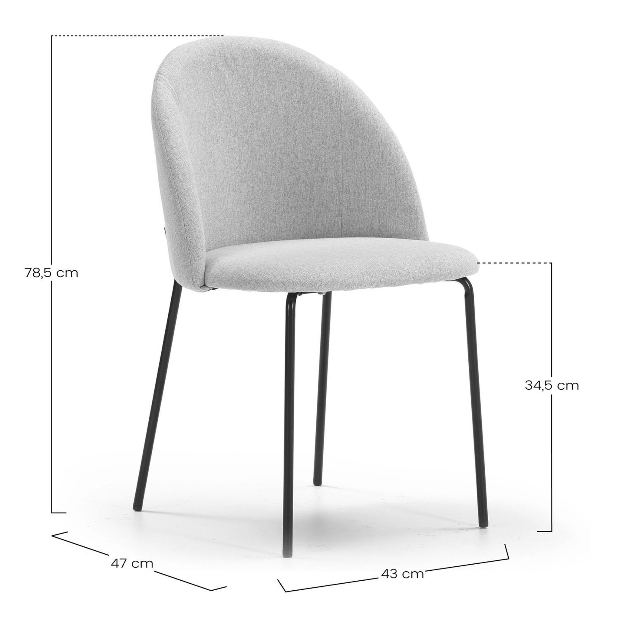 Voir la diapositive 6 : VS VENTA-STOCK Pack 2 chaises Salle à Manger tapissées Kenia Beige, 43 cm x 47cm x 78,5 cm
