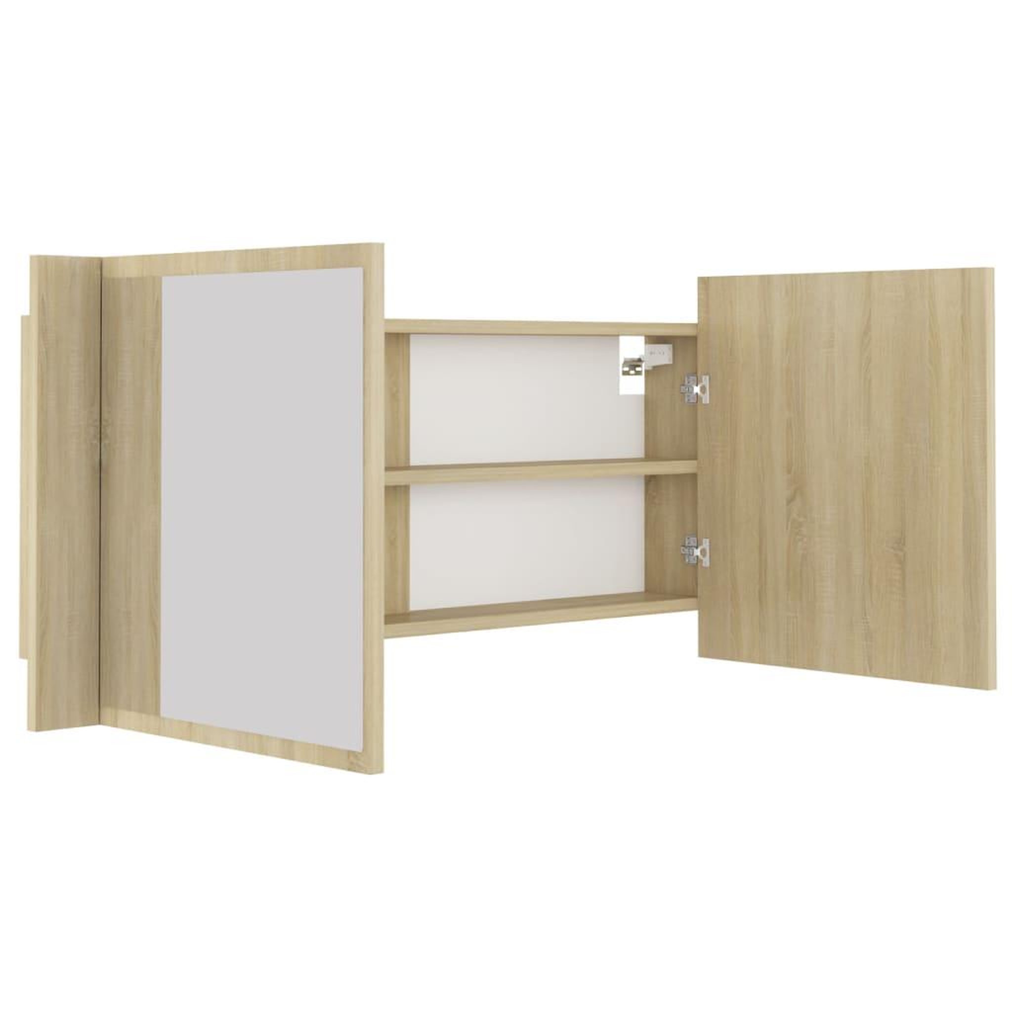 Voir la diapositive 5 : VIDAXL Armoire a miroir a LED de bain Chene sonoma 100x12x45 Acrylique