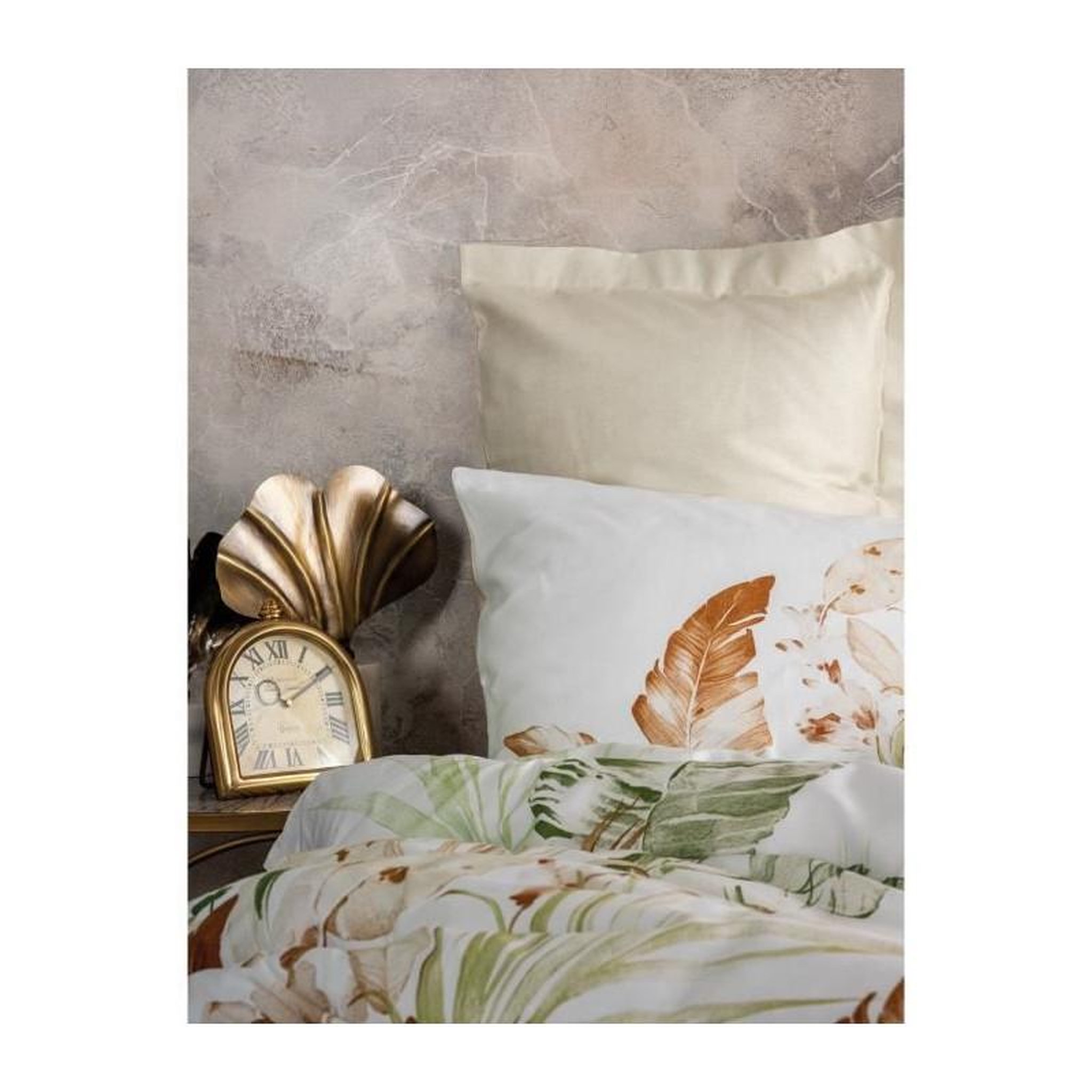 Voir la diapositive 2 : GENERIQUE Parure de lit - 129CTN63946 - 1 housse de couette 220 x 240 cm + 2 taies d'oreiller 60 x 60 cm - Satiné 100% coton - Beige