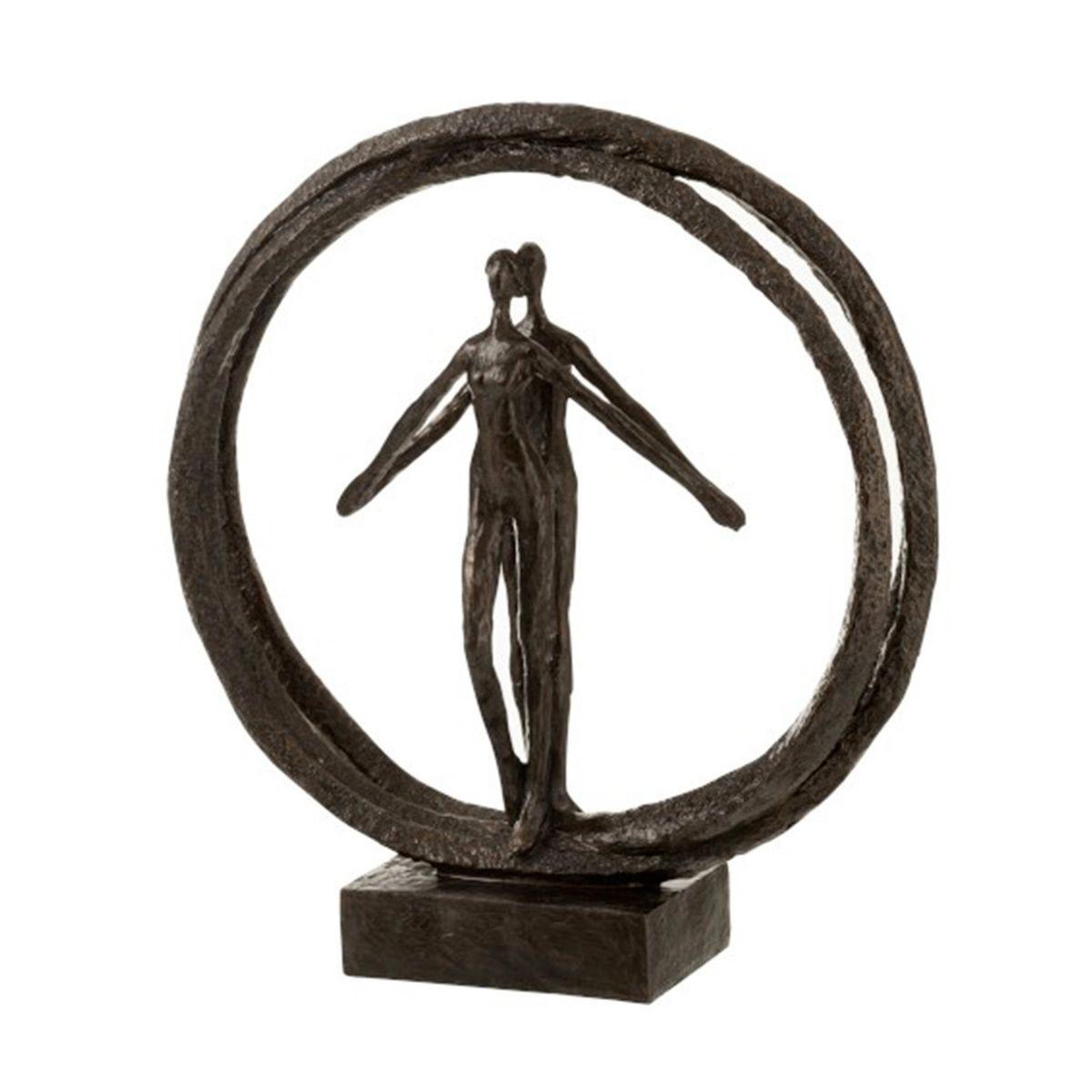 J-LINE Statuette Déco  Couple Double Cercle  30cm Marron