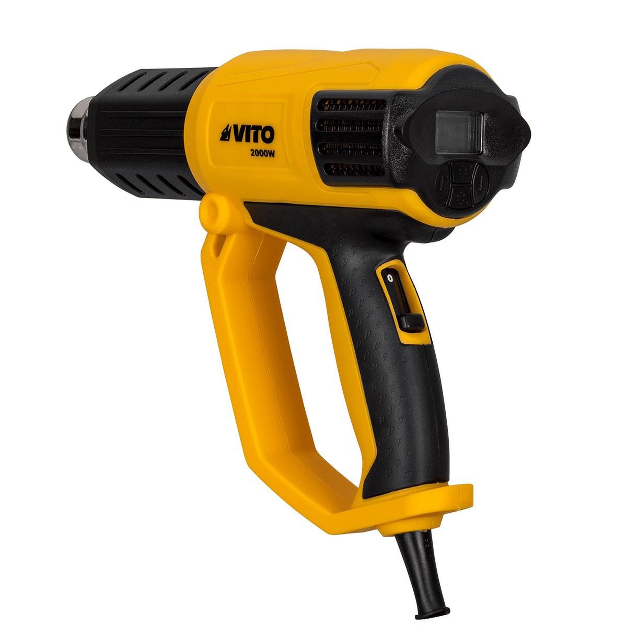 Voir la diapositive 4 : VITO Décapeur thermique 2000W 2 Vitesses Réglage digital de la Température 50-650°C 5 Accessoires Mallette VITO