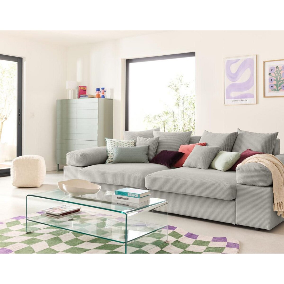 LISA DESIGN Aspen - canapé 4 places - assise profonde - velours côtelé