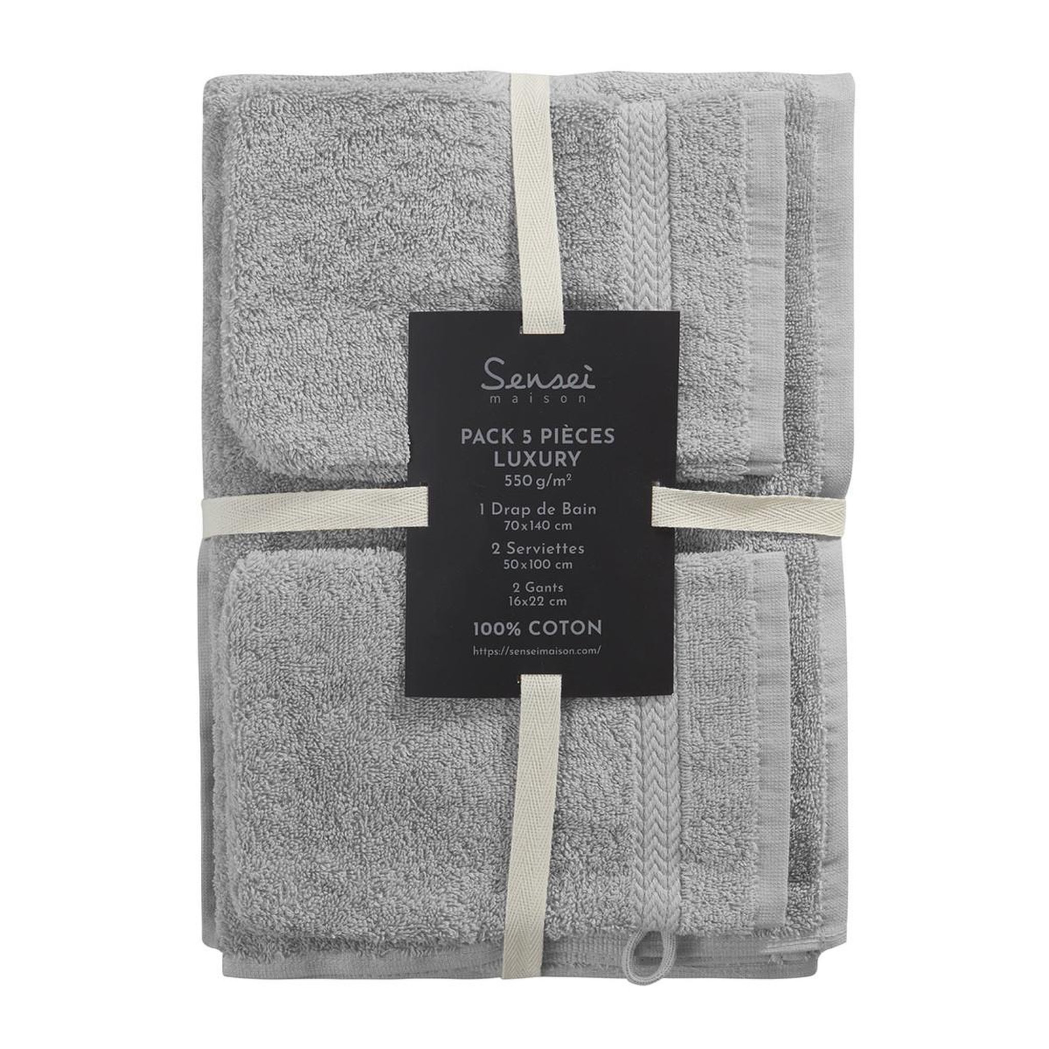 Voir la diapositive 4 : Sensei Maison Ensemble de bain 5 pièces (1 drap de bain + 2 serviettes de toilette + 2 gants) LUXURY