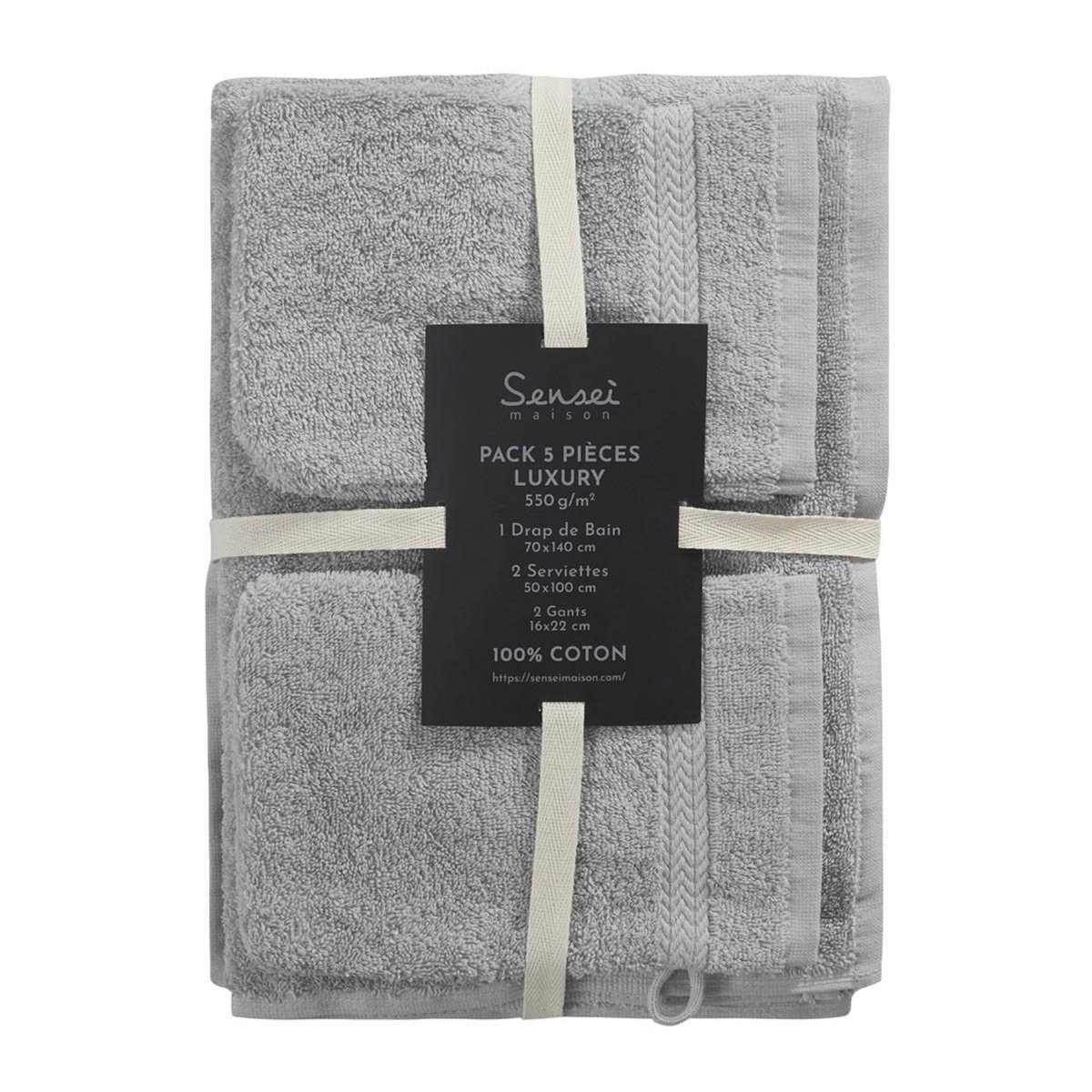 Sensei Maison Ensemble de bain 5 pièces (1 drap de bain + 2 serviettes de toilette + 2 gants) LUXURY