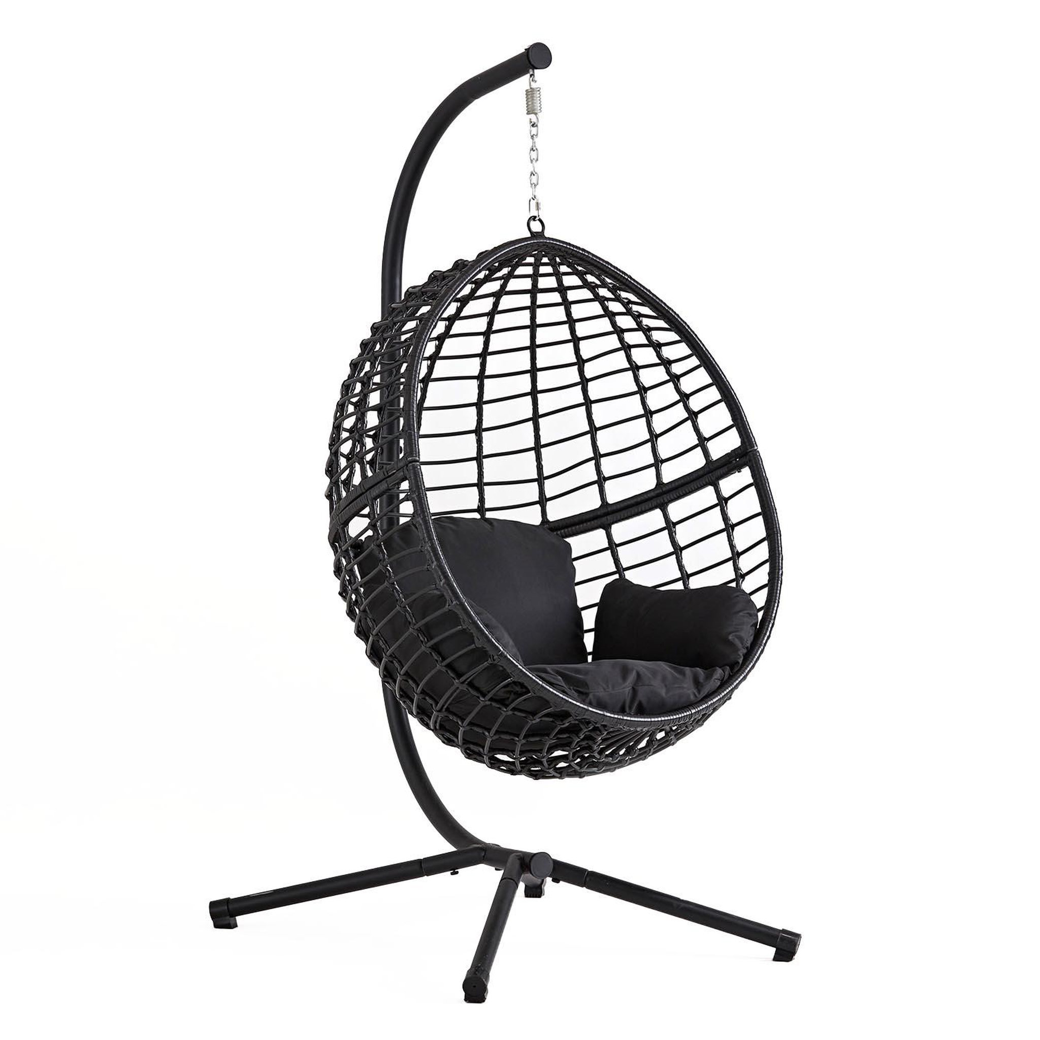 CONCEPT USINE Fauteuil suspendu en résine tressée noir AUROA