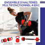 Voir la diapositive 5 : HOMCOM Kit haltères musculation réglables 4 en 1 - total 20 Kg - disques, barres, clips de sécurité inclus - noir rouge