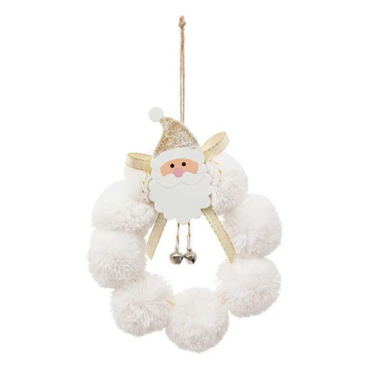 ATMOSPHERA Sujet de Noël  Couronne Père Noël  15cm Blanc