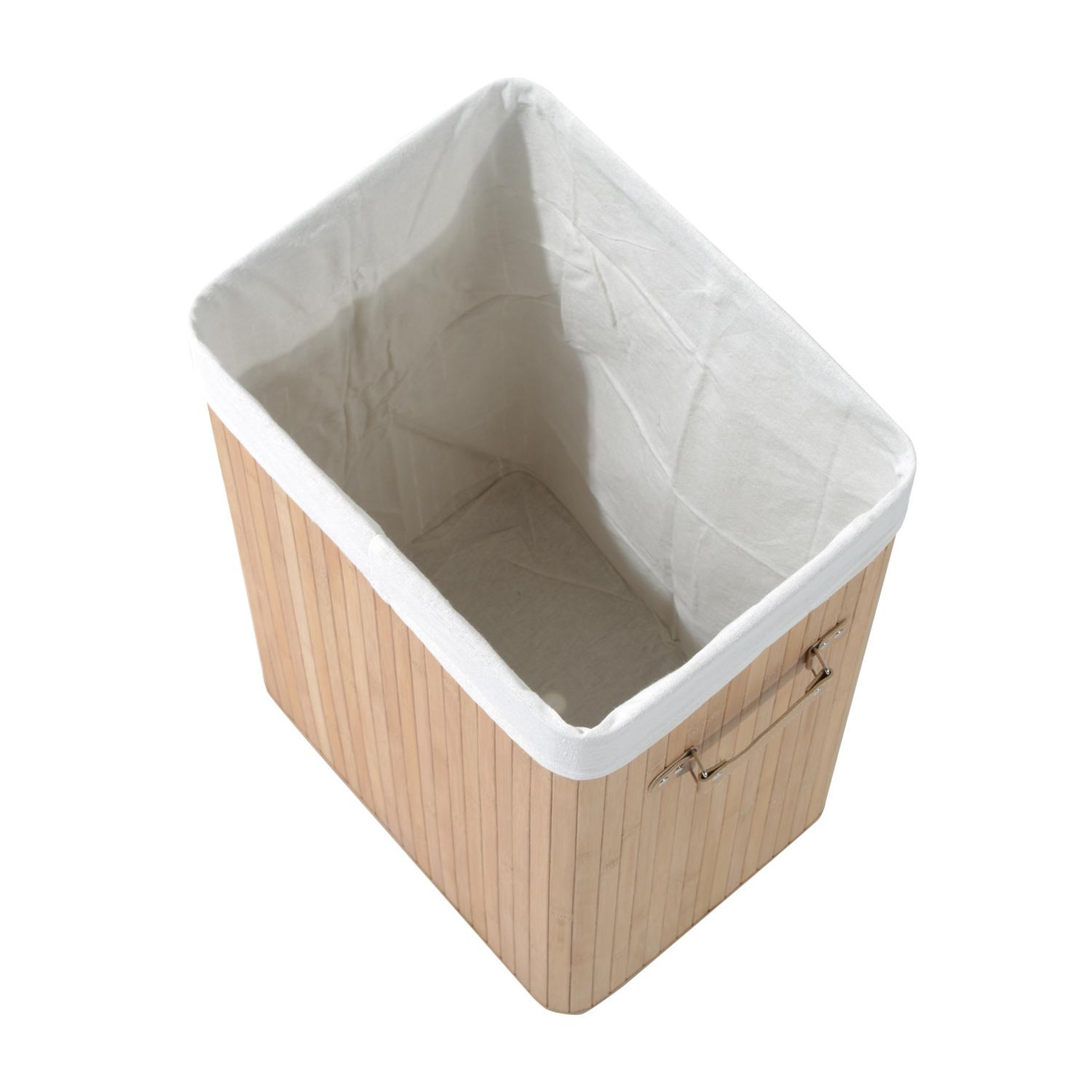 Voir la diapositive 6 : HOMCOM Panier à linge corbeille à linge bac à linge bambou pliable couvercle sac amovible 3 poignées pu 40l x 30l x 60h cm beige