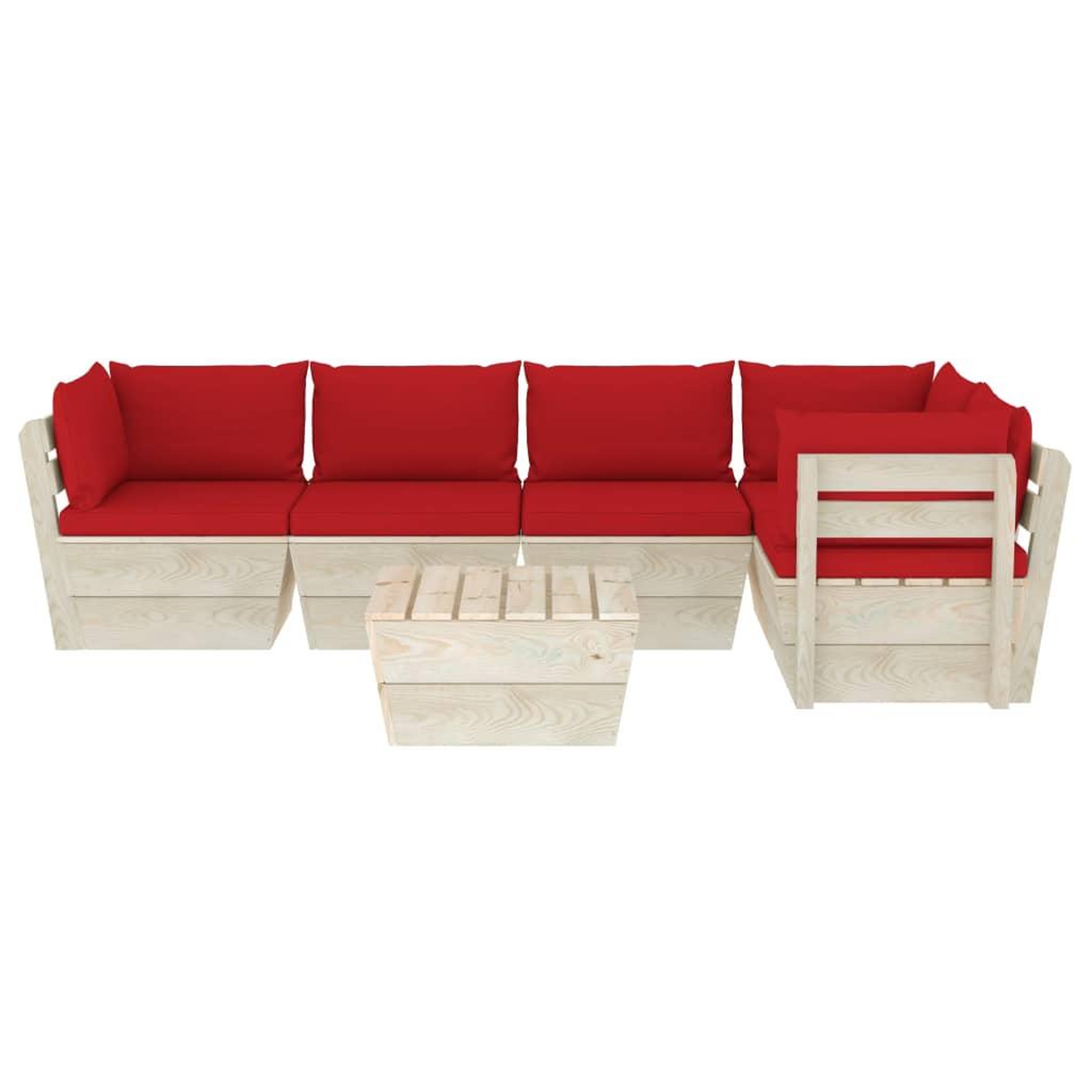 Voir la diapositive 3 : VIDAXL Salon de jardin palette 6 pcs avec coussins bois d'epicea