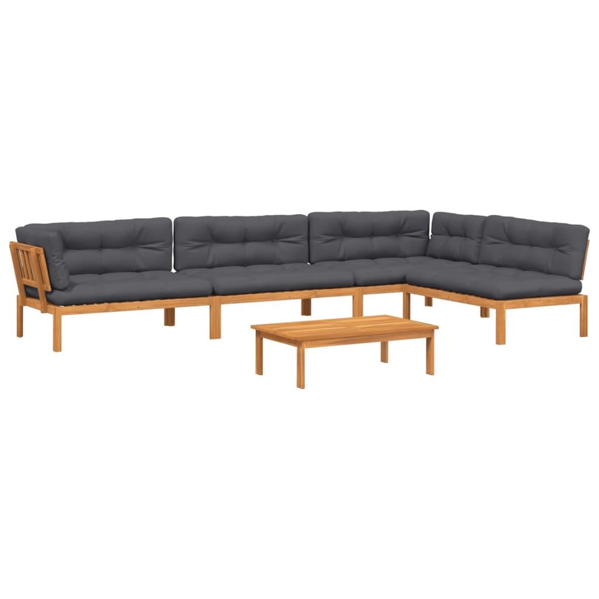 Voir la diapositive 2 : VIDAXL Salon palette de jardin avec coussins 5pcs bois d'acacia massif