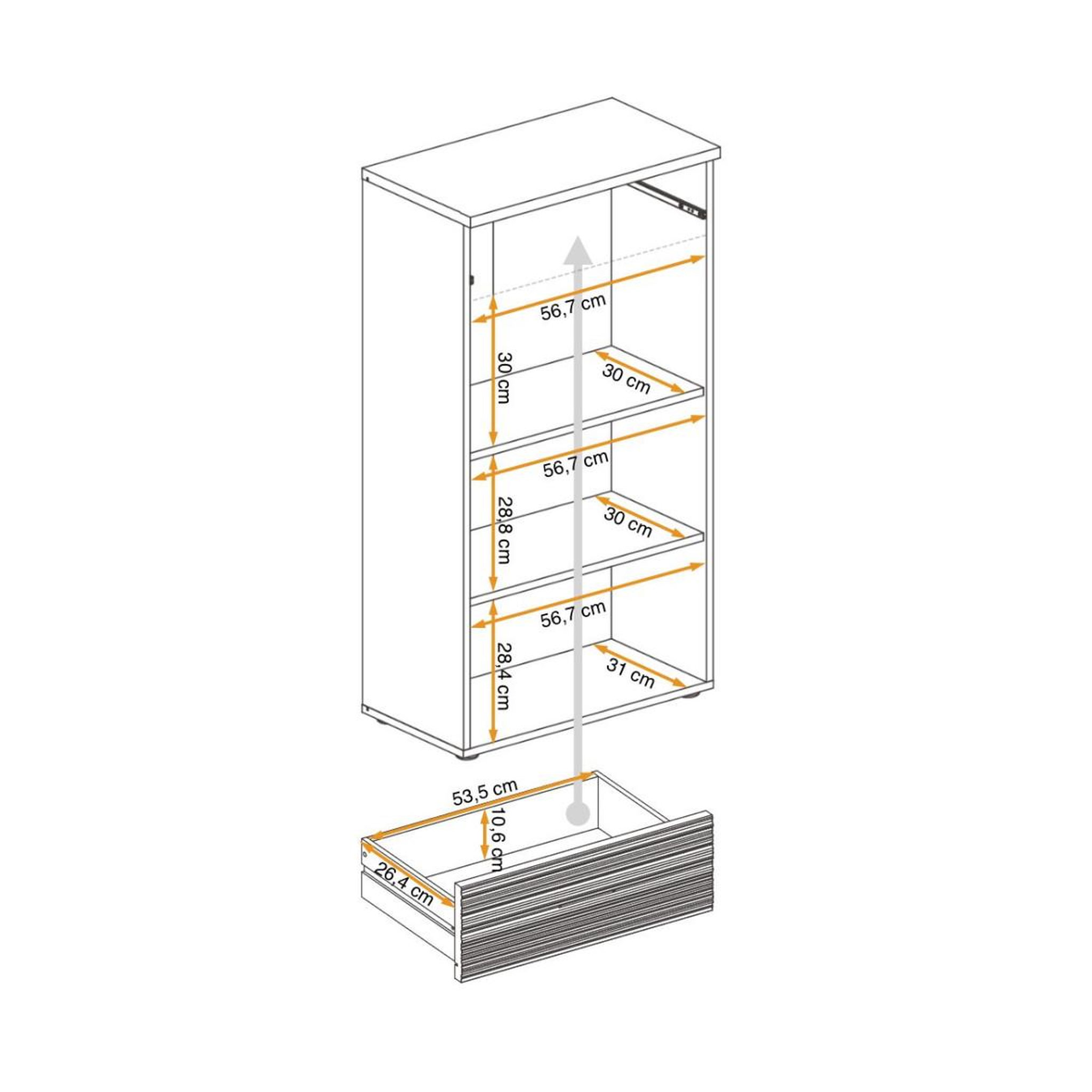 Voir la diapositive 2 : Paris Prix Meuble de rangement  gustavo  114cm naturel & blanc