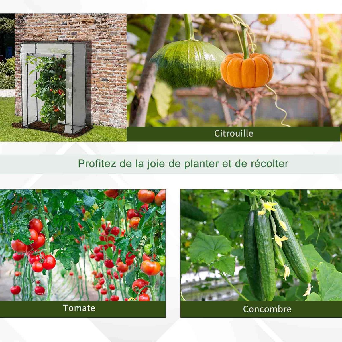 OUTSUNNY Serre de Jardin serre à tomates 1L x 0,5l x 1,5H m porte zippée déroulante acier thermolaqué PVC haute densité 140 g/m² anti-UV