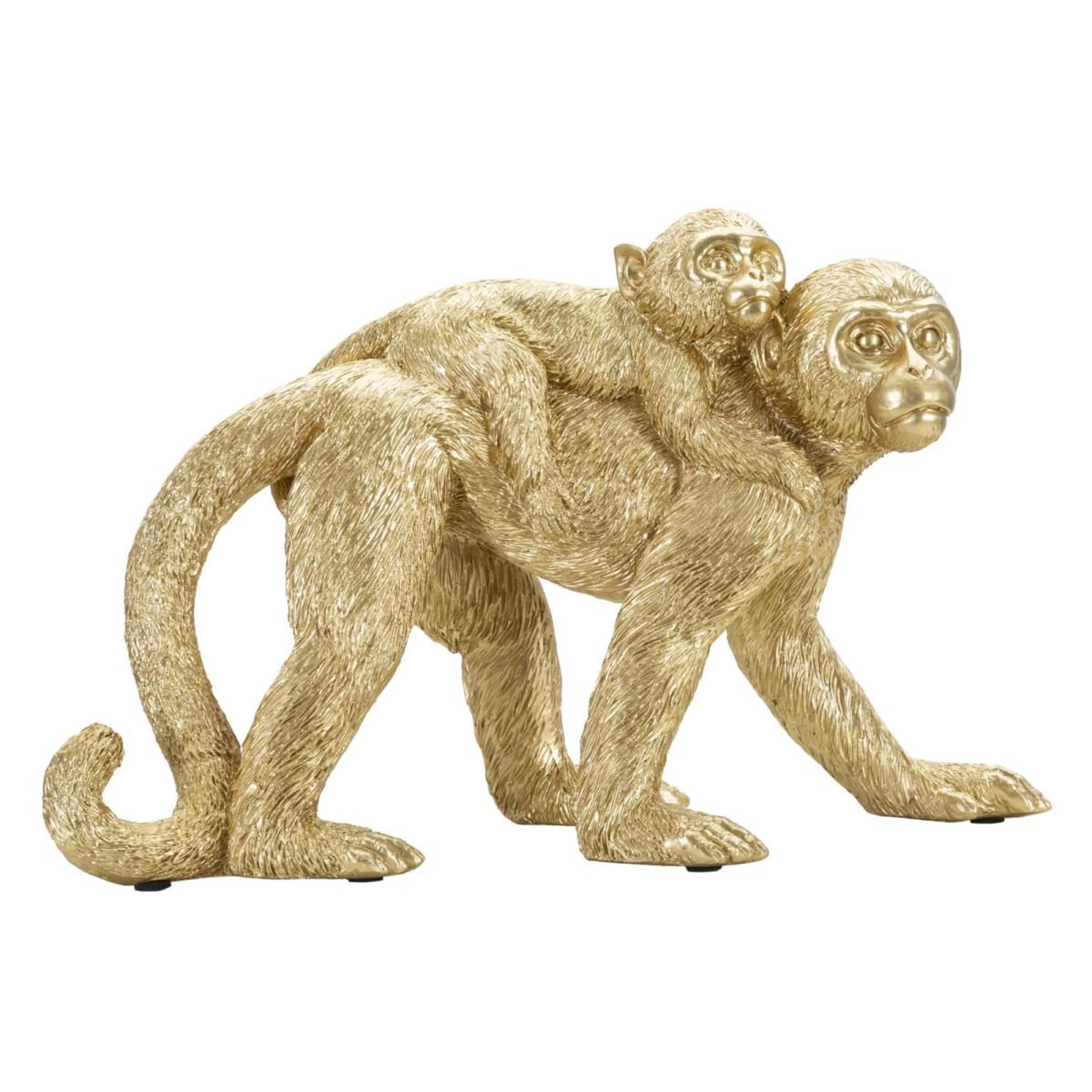 Paris Prix Statuette déco mère & enfant  singe  29cm or