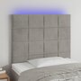Voir la diapositive 1 : VIDAXL Tete de lit a LED Gris clair 90x5x118/128 cm Velours