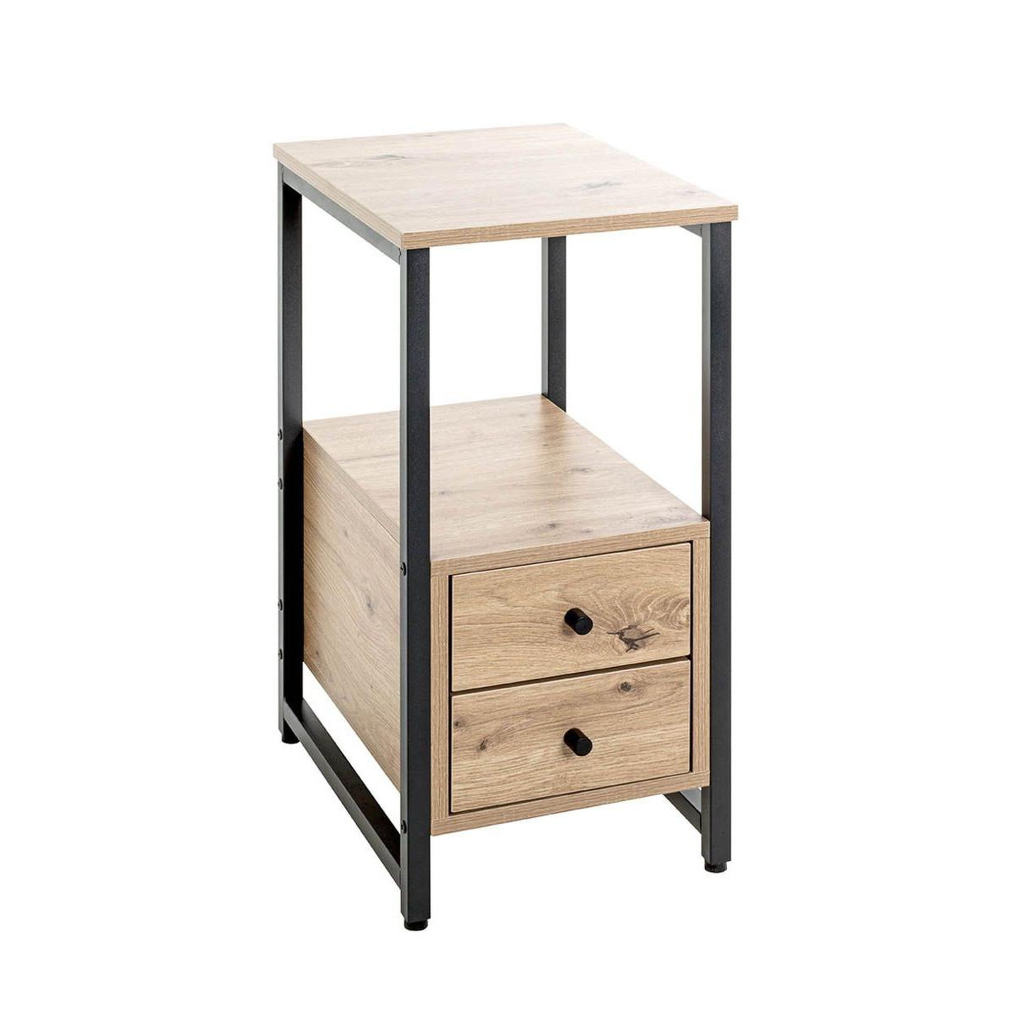 Paris Prix Table d'appoint 2 tiroirs  miranda  63cm chêne & noir