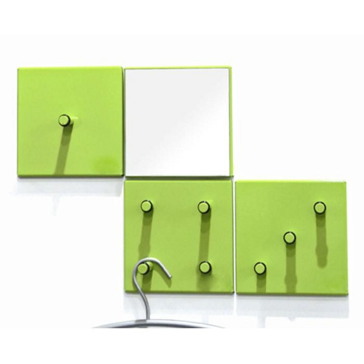 Paris Prix Lot de 4 Patères en Métal  Laqué  15cm Vert