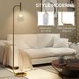 Voir la diapositive 5 : HOMCOM Lampadaire sur pied style rétro H.153 cm piètement mât métal doré abat-jour verre texturé