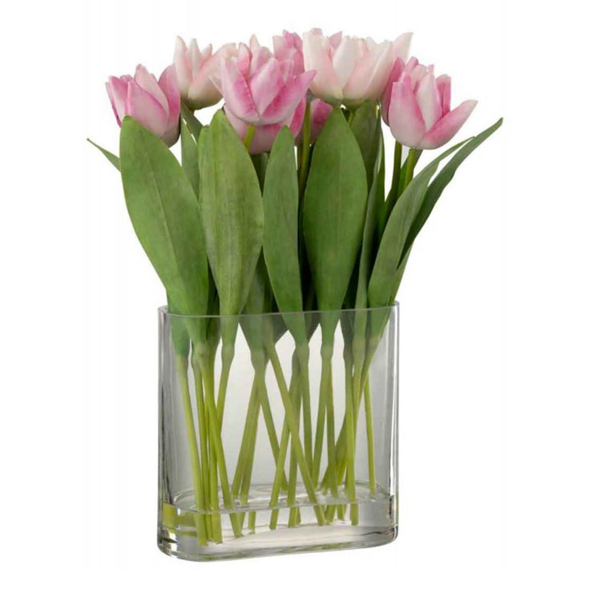 J-LINE Fleur artificielle & vase  tulipes  39cm rose