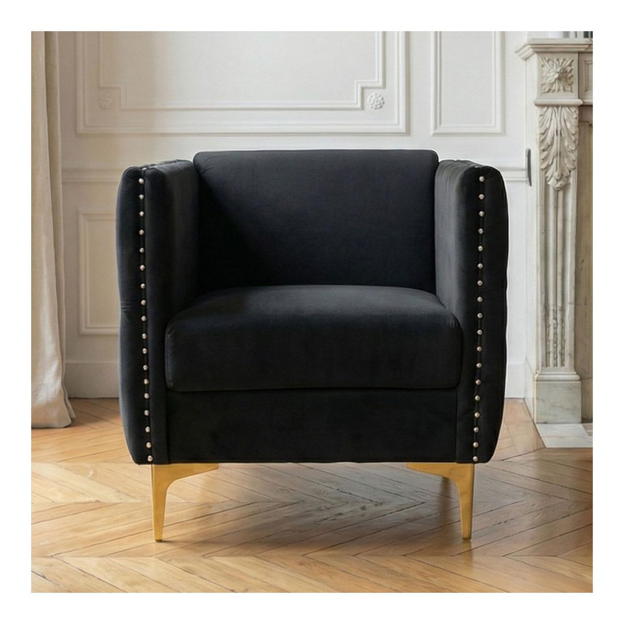 Voir la diapositive 6 : Paris Prix Fauteuil design en velours  suez  83cm noir