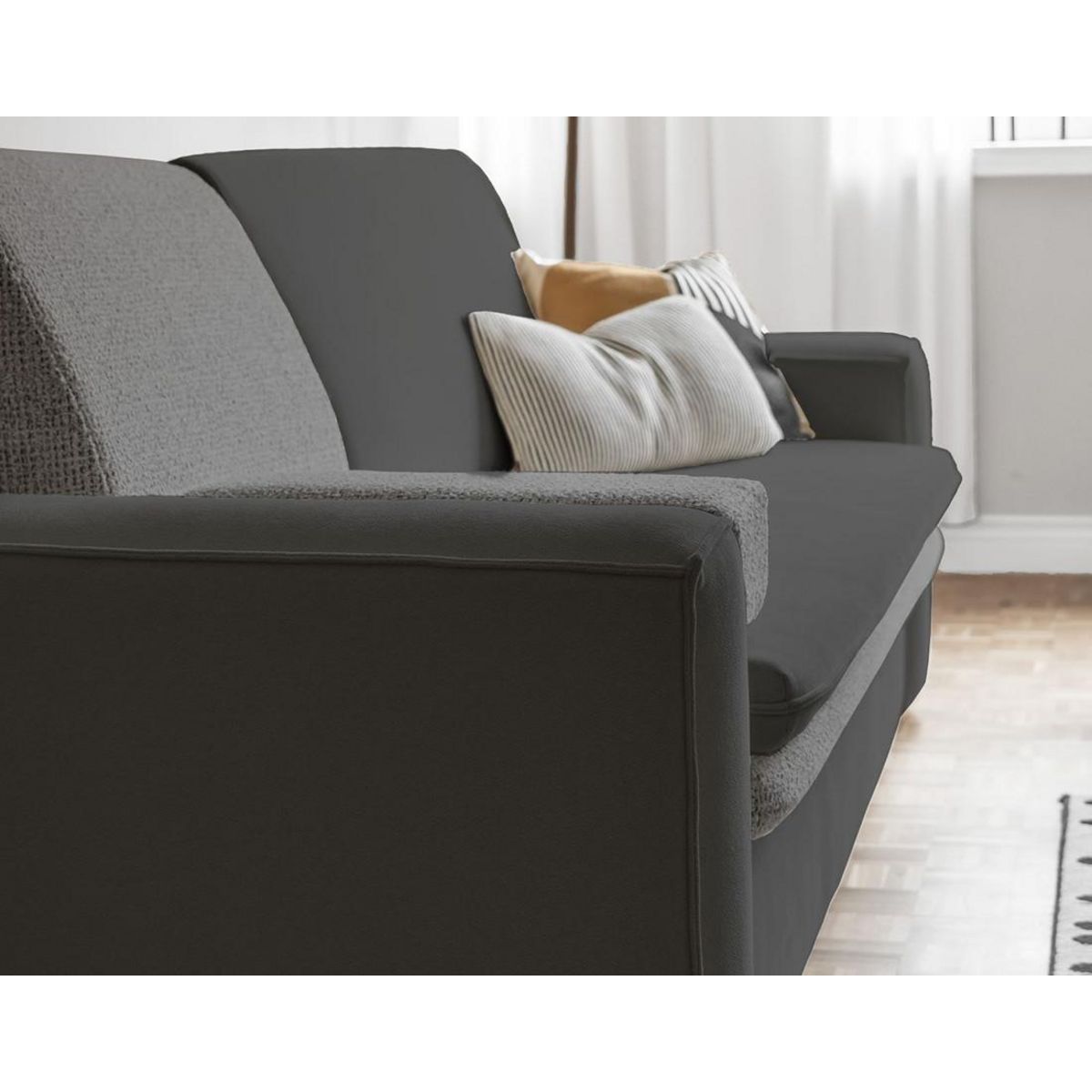 BEST MOBILIER Wilson - canapé droit 3 places convertible avec coffre en tissu et tissu texturé