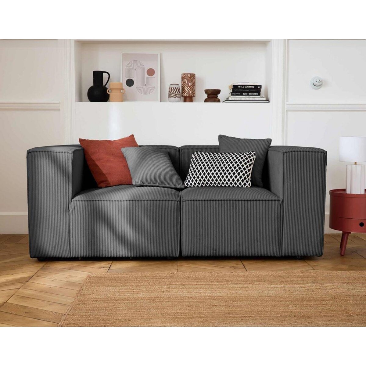 LISA DESIGN Arty - canapé modulable 2 places - en velours côtelé
