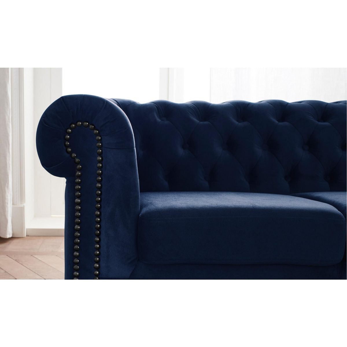 LISA DESIGN William - canapé chesterfield d'angle réversible - 5 places - en velours