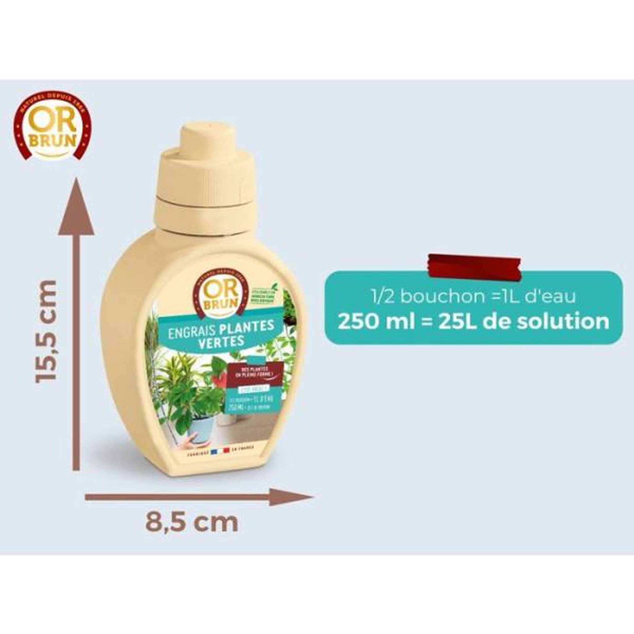 Voir la diapositive 5 : OR BRUN Engrais plantes vertes - or brun - obreclplinter250 - 250 ml - favorise la croissance - fabriqué en france