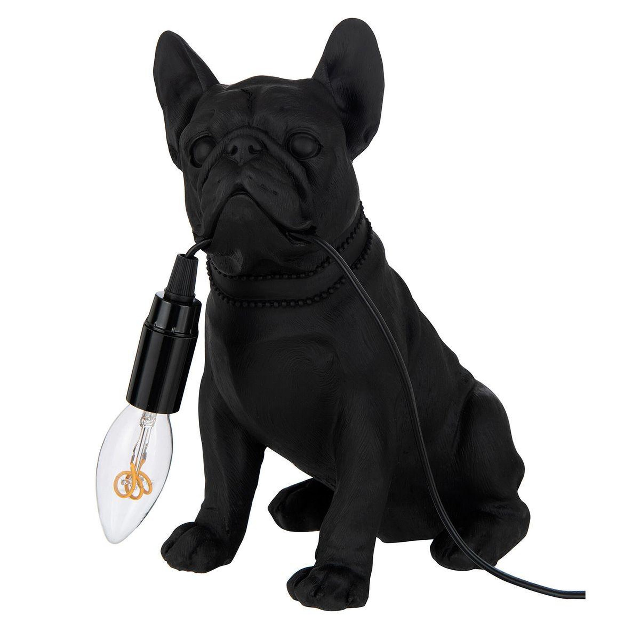 J-LINE Lampe à poser déco  bulldog  28cm noir