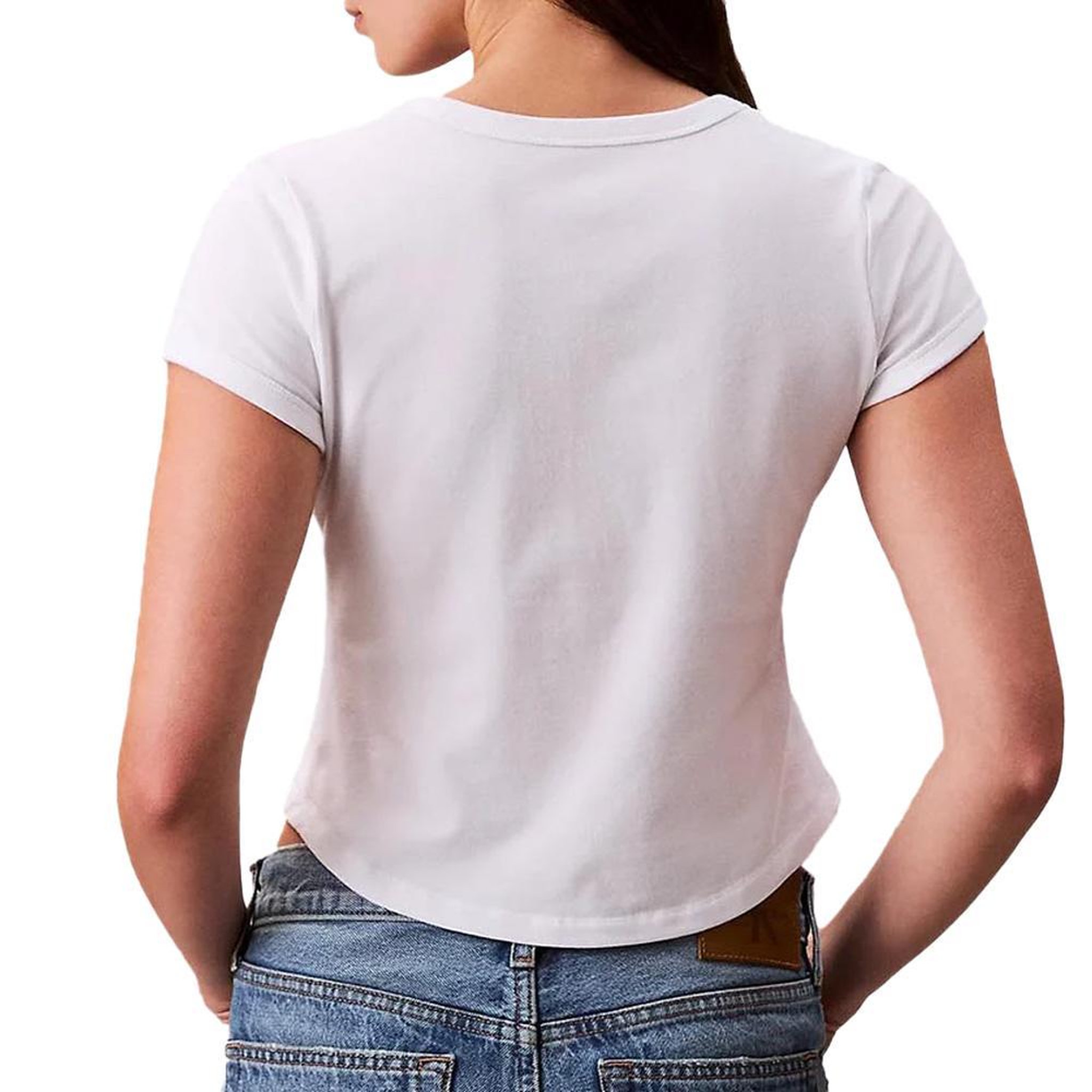 Voir la diapositive 2 : CALVIN KLEIN JEANS T-Shirt Blanc Femme Calvin Klein Jeans Baby Tee