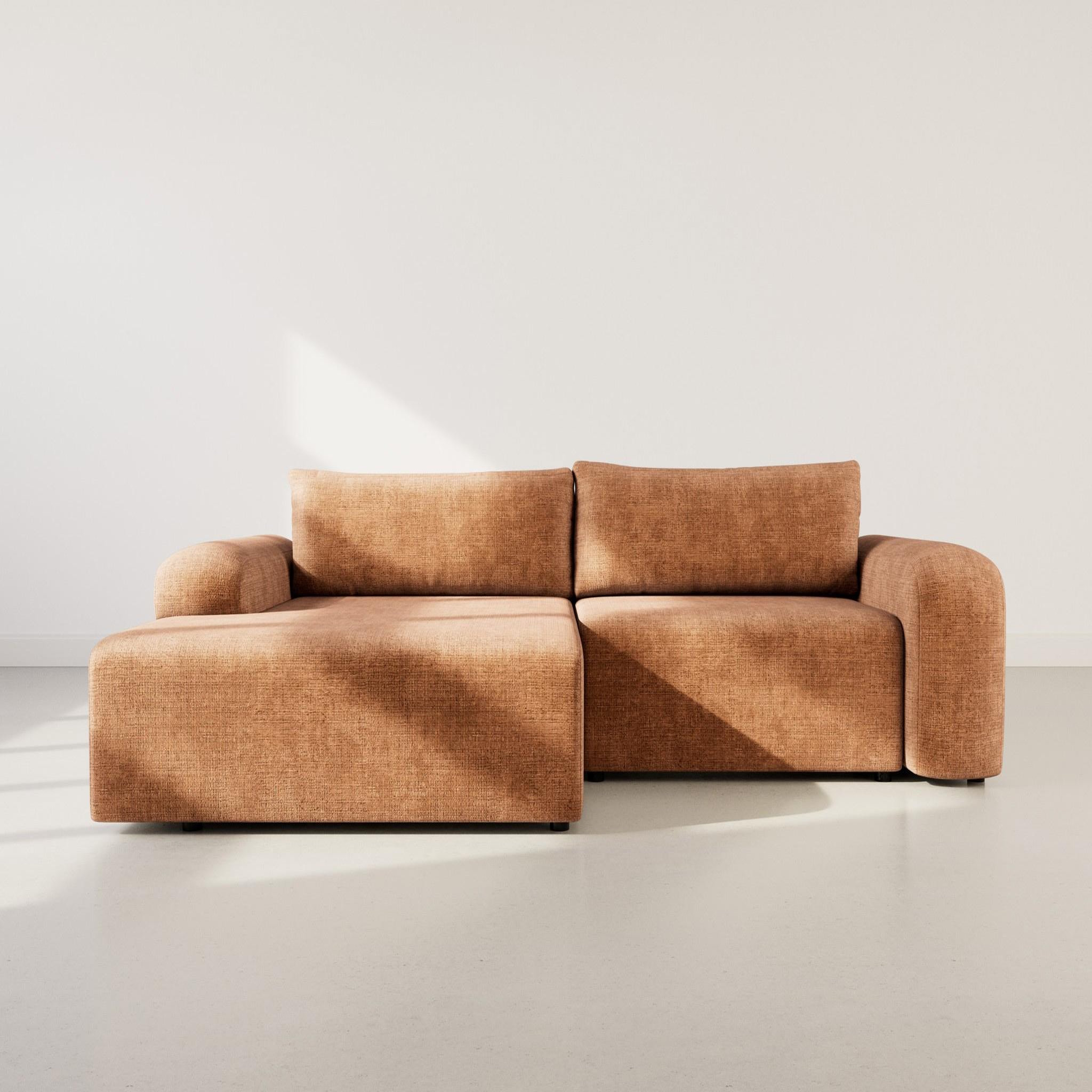 Voir la diapositive 5 : BEST MOBILIER Rebecca - canapé d'angle gauche 4 places convertible avec coffre en velours texturé
