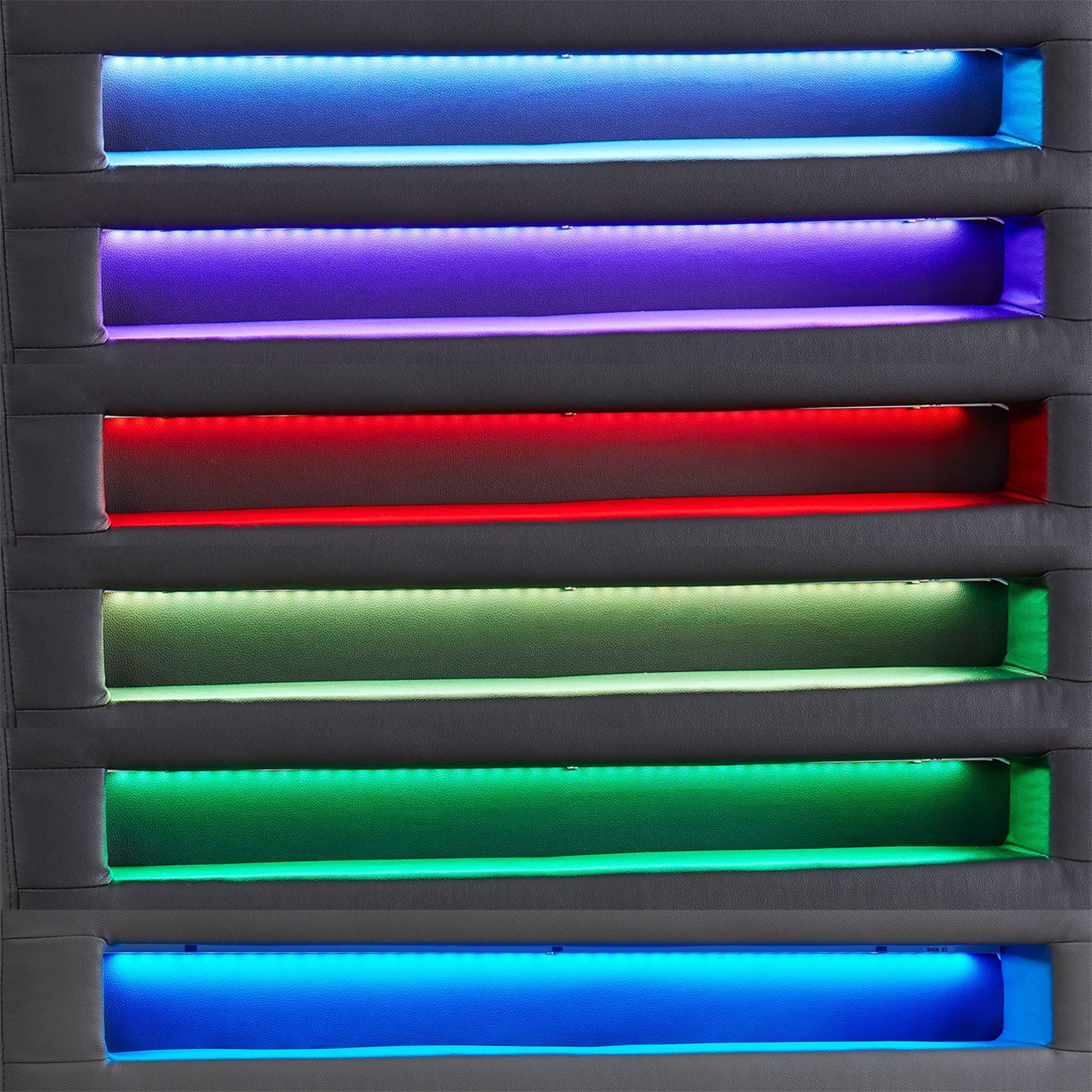 Voir la diapositive 5 : IDIMEX Lit LED simple LUCENO 90x190 cm, avec sommier, revêtement synthétique