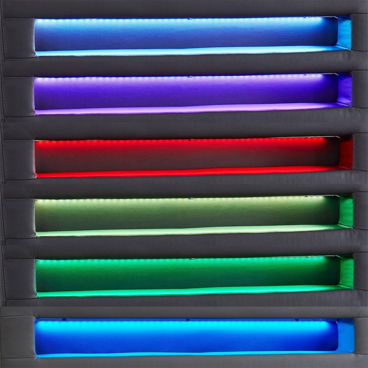 IDIMEX Lit LED simple LUCENO 90x190 cm, avec sommier, revêtement synthétique