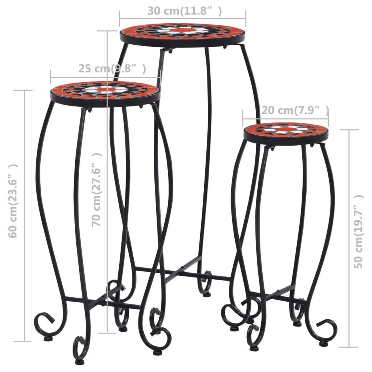 VIDAXL Tables mosaïque 3 pcs Terre cuite et blanc Ceramique