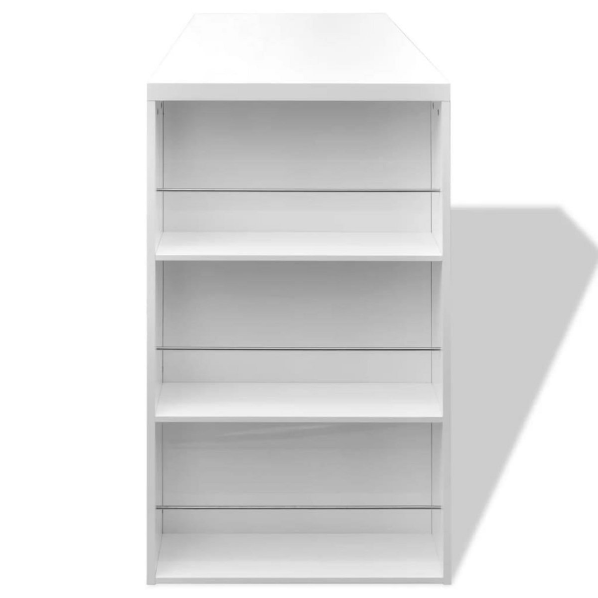 VIDAXL Table de bar MDF avec casier a bouteilles Blanc haut brillance