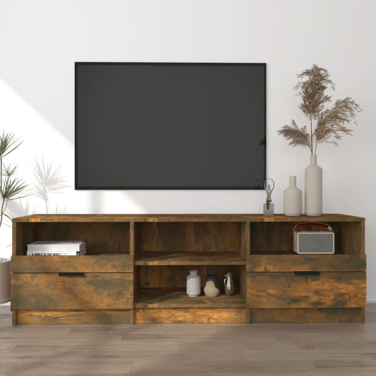 VIDAXL Meuble TV Chene fume 150x33,5x45 cm Bois d'ingenierie